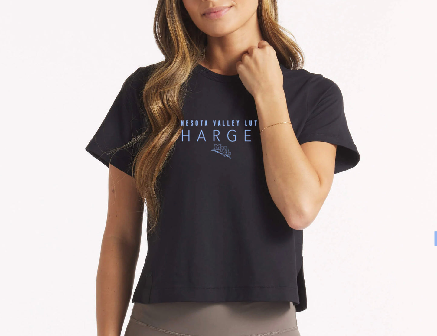 Women's Boxy Tee Black/Columbia Blue