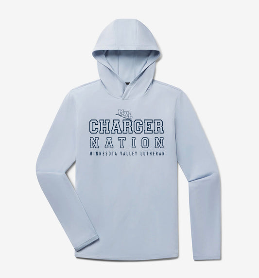 Ultra Long Sleeve Hooded Tee Sky Blue/Navy Lettering